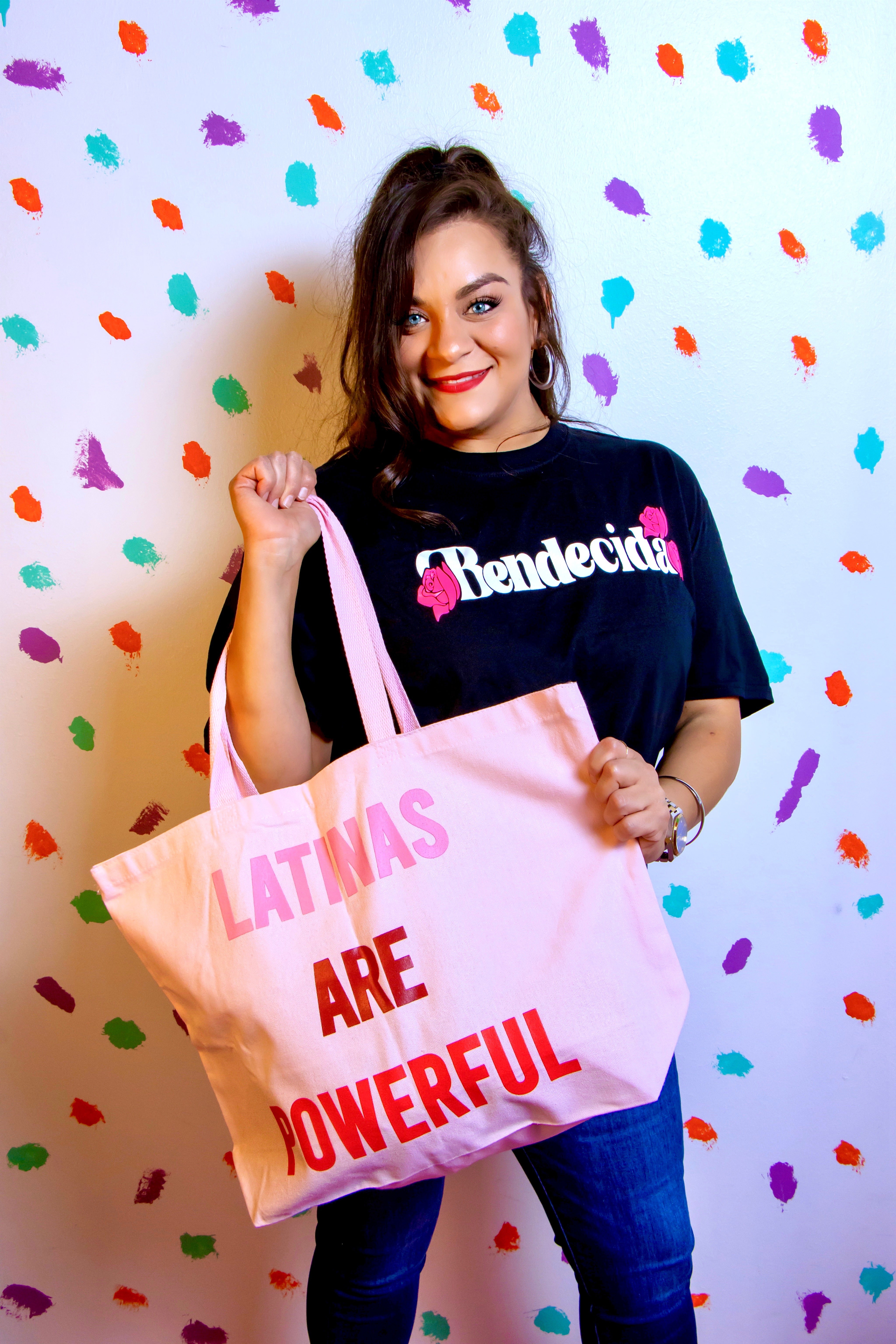 Latinas Are Powerful Pink tote